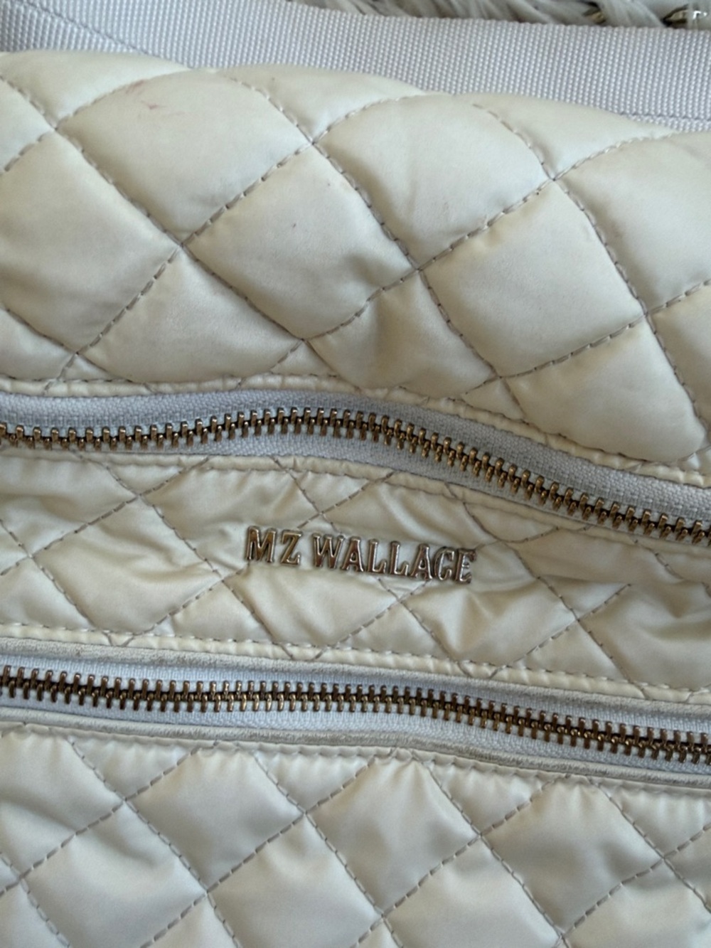 MZ Wallace Cream Quilted Crossbody Belt Bag with Chain Accent - Picture 7 of 7
